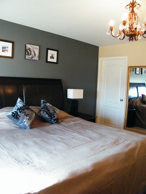 Дизайн спальни, основанный на контрасте цветового решения